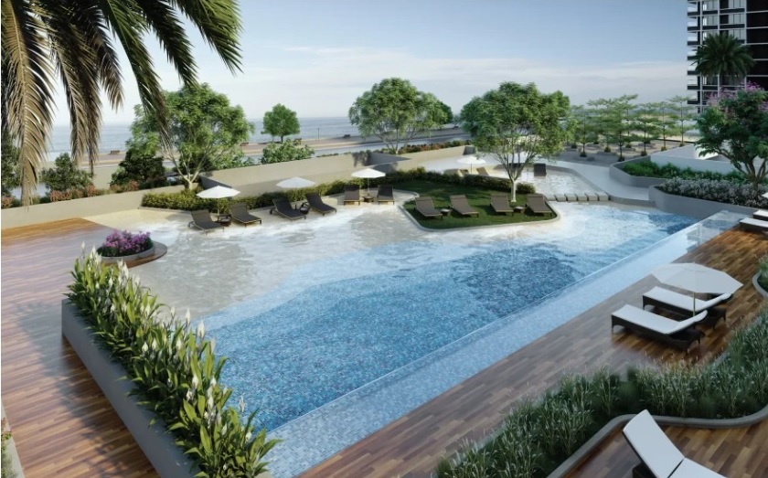 Infinity-edge pool at Marina One Kochi overlooking the waterfront